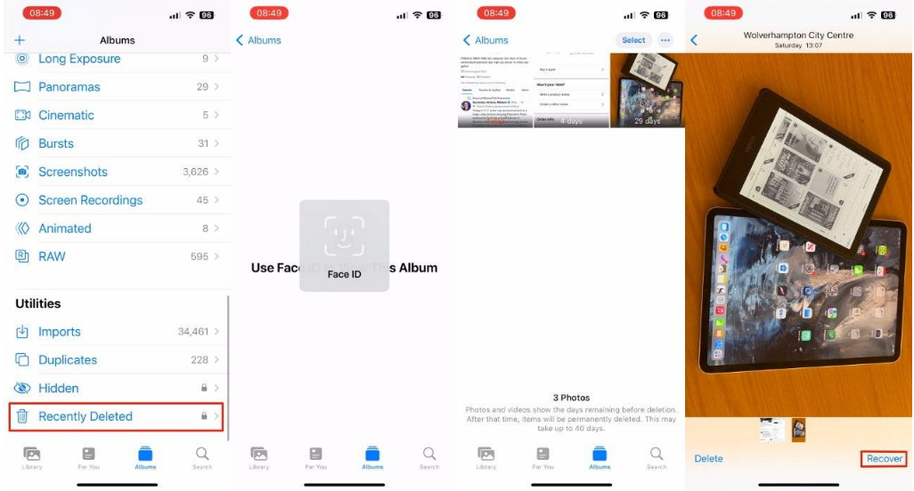富平苹果14维修分享 iPhone14 上恢复已删除的照片 