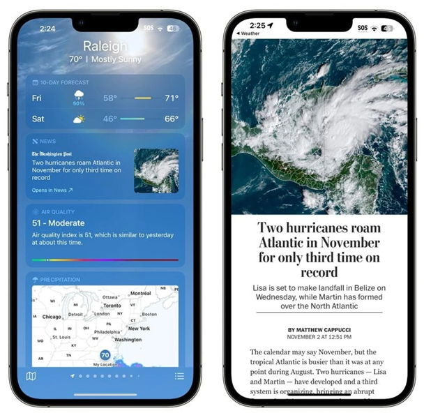 富平苹果14维修分享iPhone 14手机如何看天气时顺带看新闻 