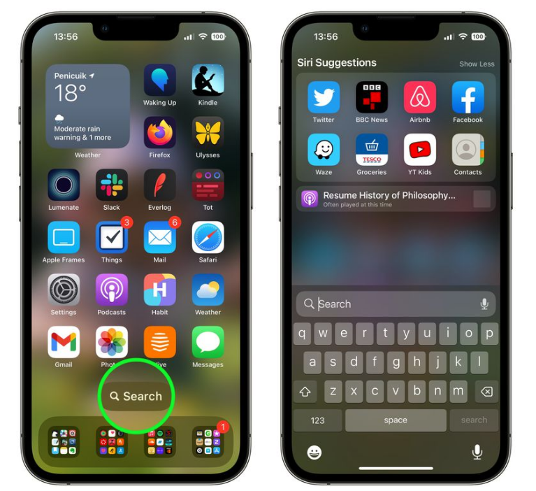 富平苹果手机维修分享升级到 iOS 16 后，如何删除主屏幕上的搜索按钮 