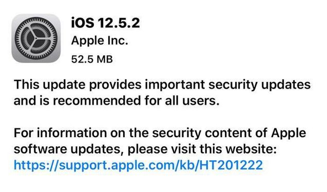 富平苹果手机维修分享iOS12.5.2发布，建议所有老苹果用户安装 